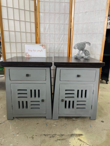 Grey Bedside Tables Pair