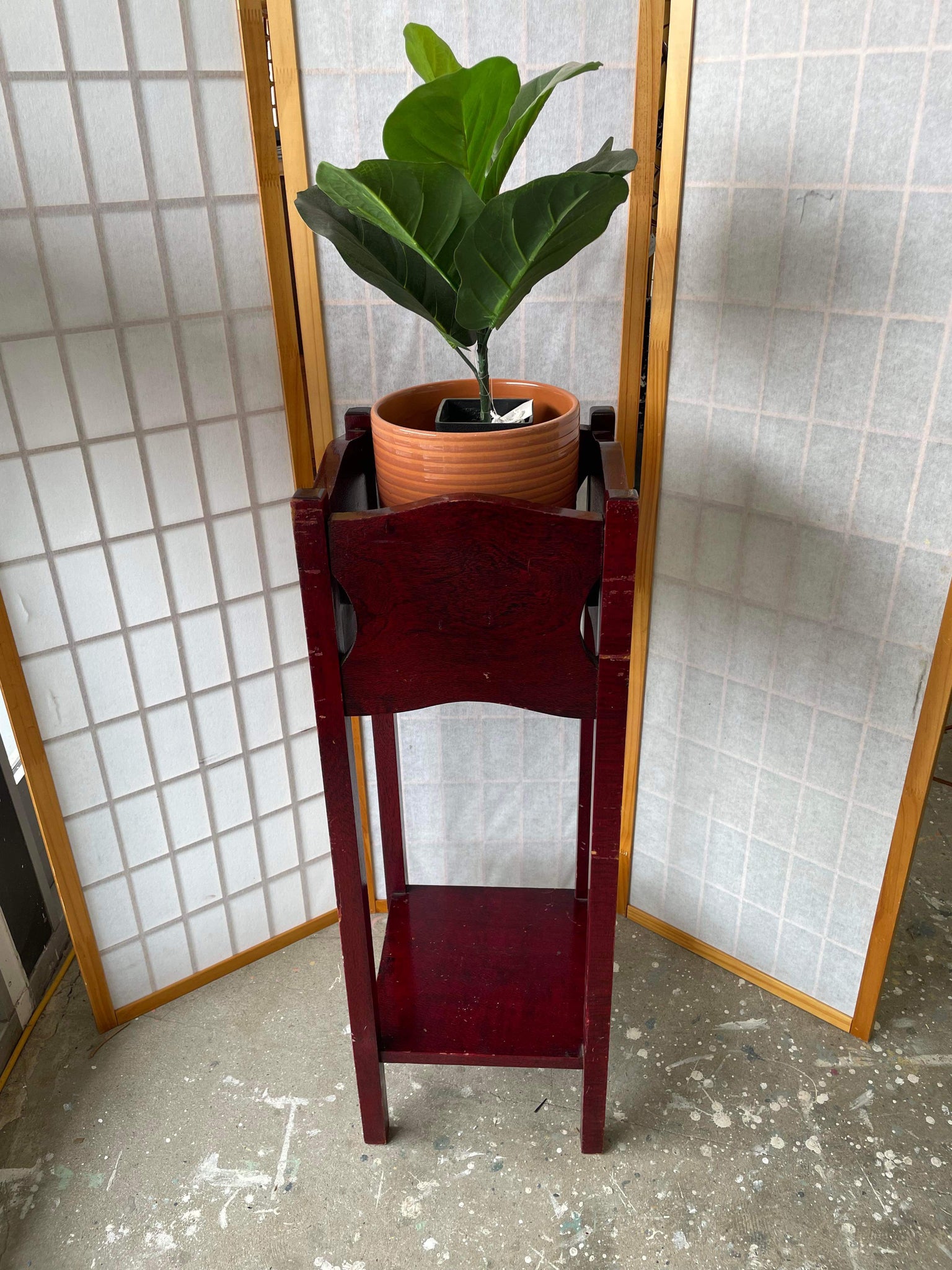 Stained Red Plant Stand